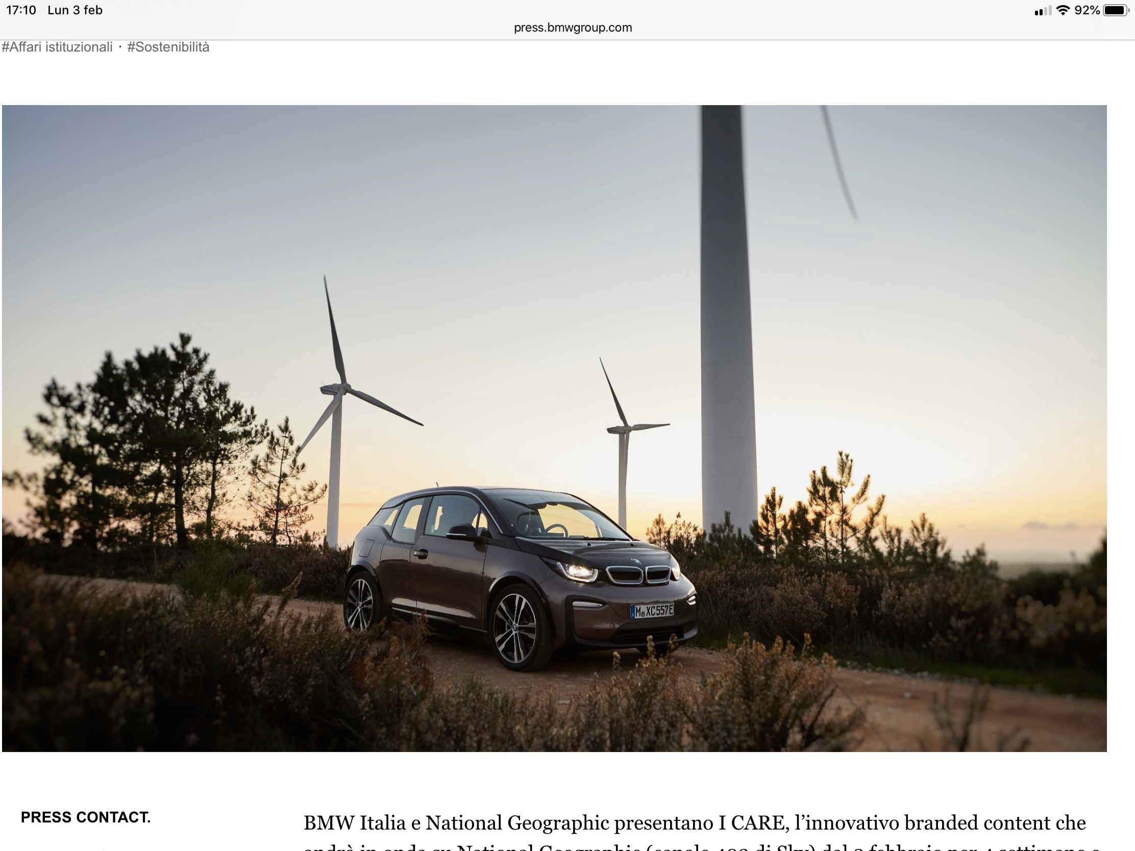 BMW Italia e National Geographic insieme nel branded content I CARE